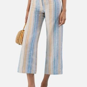 Reformation 100% Linen Tahiti Stripe Crop Pants Wide Leg